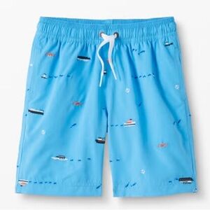 HANNA ANDERSSON Sunblock Embroidered Swim Trunks Blue Boats size 5 or 110